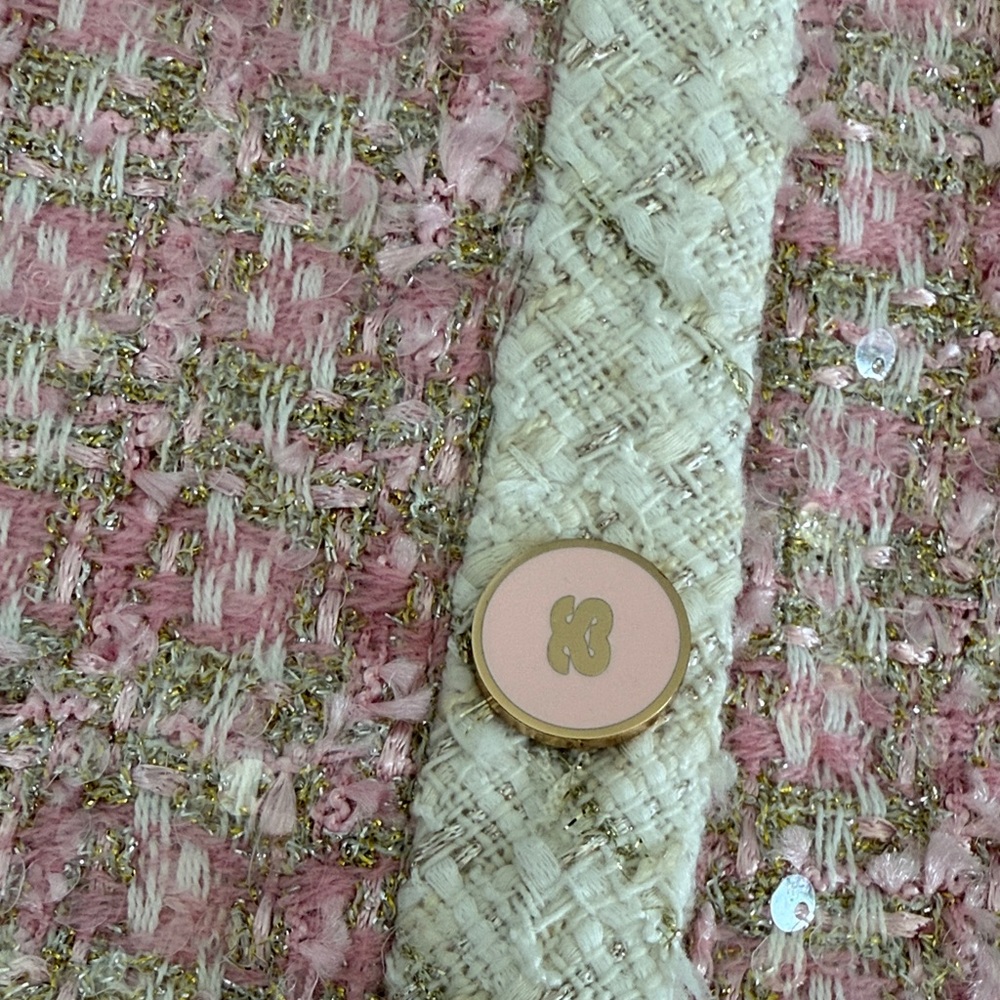 Sandro Pink Tweed Sleeveless vest Jacket - Picture 2 of 4